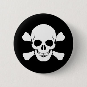 SPELD VOOR SKULL EN CROSSBONES RONDE BUTTON 5,7 CM