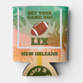 Speldag met palmen en Footballs Blikjeskoeler (Voorkant)