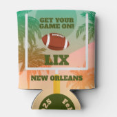 Speldag met palmen en Footballs Blikjeskoeler (Achterkant)