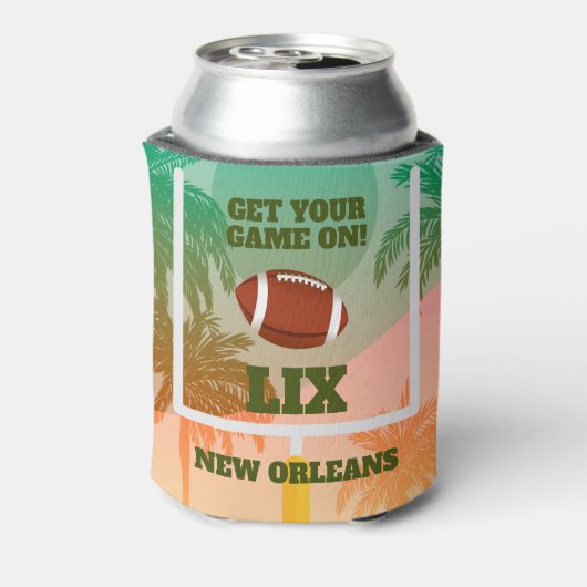 Speldag met palmen en Footballs Blikjeskoeler (Blikje Achterkant)