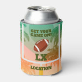 Speldag met palmen en Footballs Blikjeskoeler (Blikje Voorkant)