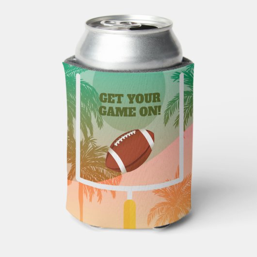 Speldag met palmen en Footballs Blikjeskoeler (Blikje Achterkant)