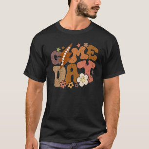 Speldag retro groovy voetbal bliksemschicht voet t-shirt