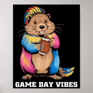 Speldag Sfeer Tribale Grondhaas met American Footb Poster
