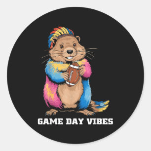 Speldag Sfeer Tribale Grondhamster met Voetbal F Ronde Sticker