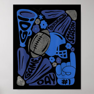 Speldagen Touchdown Seizoen Voetbal Retro Voetbal Poster