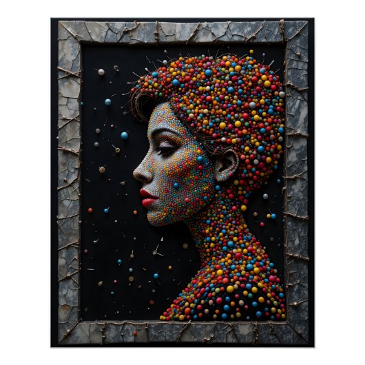 speldenplaatjesportret perfect poster (Voorkant)