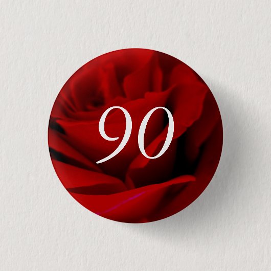 Speldje voor 90ste verjaardagsfeest met rode roos (Voorkant)