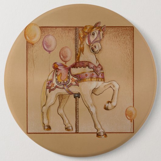 Speldjes, Buttonnen - Paarse Pony Carrousel Ronde Button 6,0 Cm (Voorkant)
