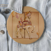 Speldjes, Buttonnen - Paarse Pony Carrousel Ronde Button 6,0 Cm (In situ)
