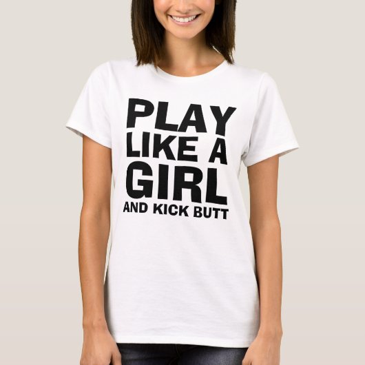 SPELEN ALS EEN MEISJE, KICK & BUTT T-shirts (Voorkant)