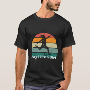 Spelen Als een Meisje Voetbal Football Retro USA V T-shirt