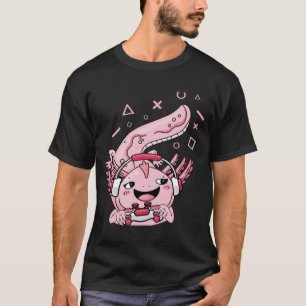 Spelen Axolotl Schattigee Cartoon Axolotl Gamer Sp T-shirt