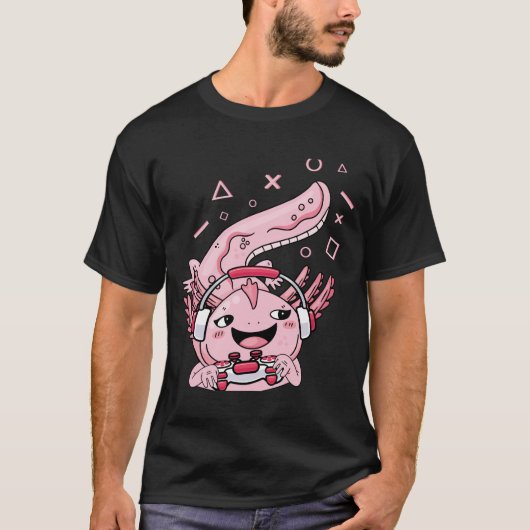 Spelen Axolotl Schattigee Cartoon Axolotl Gamer Sp T-shirt (Voorkant)