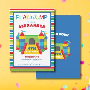 Spelen en springen blauw en rood kaart