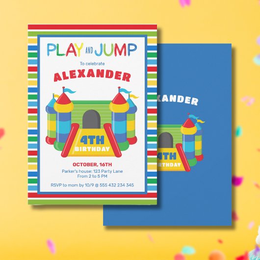 Spelen en springen blauw en rood kaart