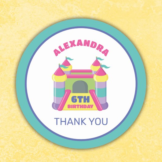 Spelen en springen roze dank je ronde sticker