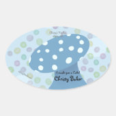 Spelen en Stippen Blauwe paddenstoel Ovale Sticker (Voorkant)