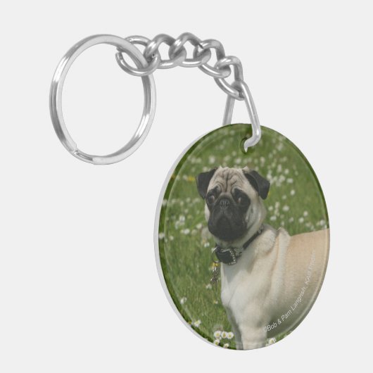 Spelen in bloemen sleutelhanger (Voorkant Links)