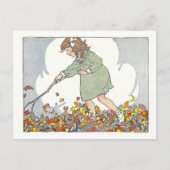 "Spelen in de bladeren" Herfst / Herfstillustratie Briefkaart (Voorkant)