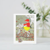 "Spelen in de bladeren" Herfst / Herfstillustratie Briefkaart (Staand voorkant)