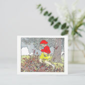 "Spelen in de bladeren" Herfst / Herfstillustratie Briefkaart (Staand voorkant)