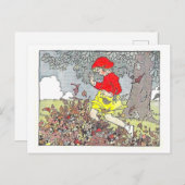 "Spelen in de bladeren" Herfst / Herfstillustratie Briefkaart (Voorkant / Achterkant)