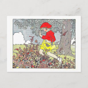 "Spelen in de bladeren" Herfst / Herfstillustratie Briefkaart