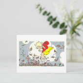 "Spelen in de bladeren" Herfst / Herfstillustratie Briefkaart (Staand voorkant)