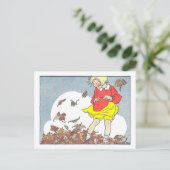 "Spelen in de bladeren" Herfst / Herfstillustratie Briefkaart (Staand voorkant)