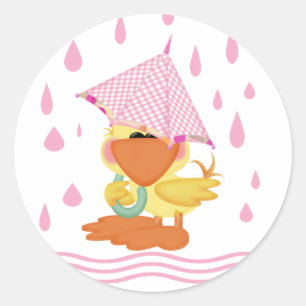 Spelen in de regen ronde sticker
