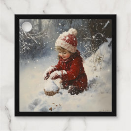 Spelen in de sneeuw bedankjes labels