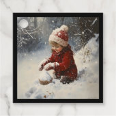 Spelen in de sneeuw bedankjes labels (Voorkant)