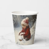 Spelen in de sneeuw papieren bekers (Achterkant)