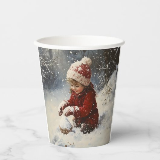 Spelen in de sneeuw papieren bekers (Voorkant)