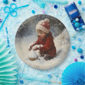 Spelen in de sneeuw papieren bordje (Feest)