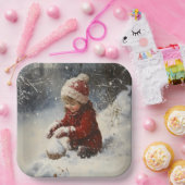 Spelen in de sneeuw papieren bordje (Feest)