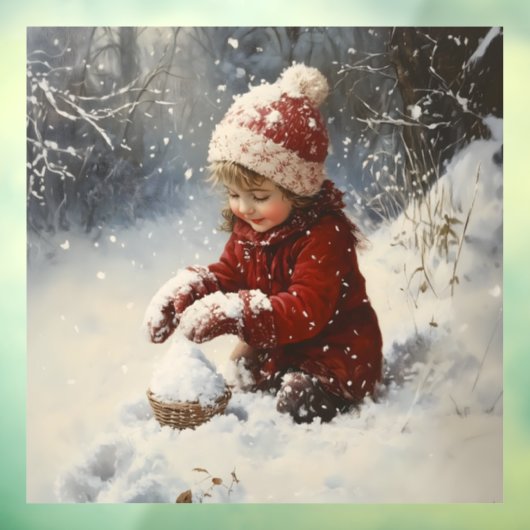 Spelen in de sneeuw raamsticker (Vel 3)