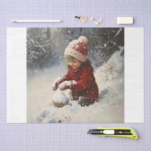 Spelen in de sneeuw tissuepapier (Craft)