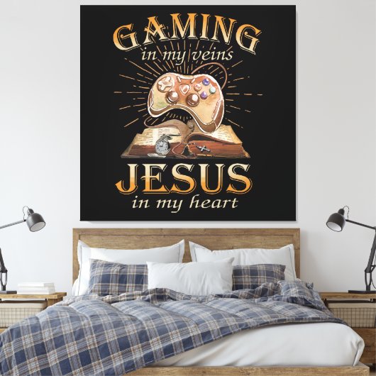 Spelen in mijn aderen Jezus in mijn hart Canvas Afdruk (Insitu (Slaapkamer))