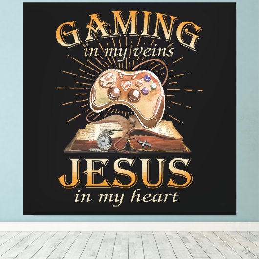 Spelen in mijn aderen Jezus in mijn hart Canvas Afdruk (Insitu (Houten vloer))