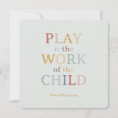 Spelen is het werk van het kind Maria Montessori Kaart (Voorkant)