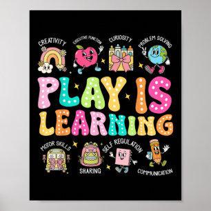 Spelen is leraar leren op de eerste schooldag poster