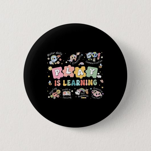 Spelen Is Leren Docent Student Eerste Dag Terug Na Ronde Button 5,7 Cm (Voorkant)