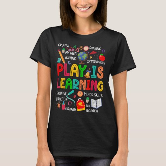 Spelen is leren kleuterschool kleuterjuf Li T-shirt (Voorkant)