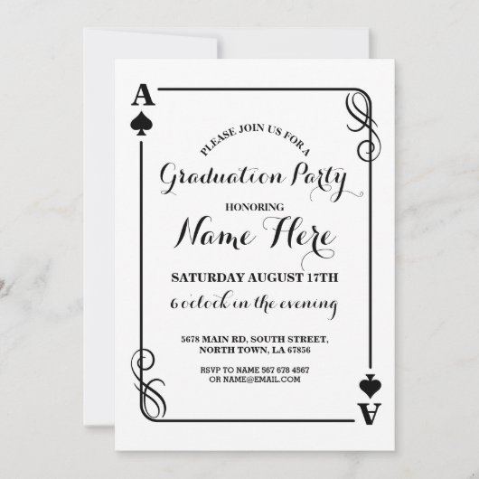 Spelen Kaart Ace of Spades Vegas Afstuderen Uitnod (Voorkant)