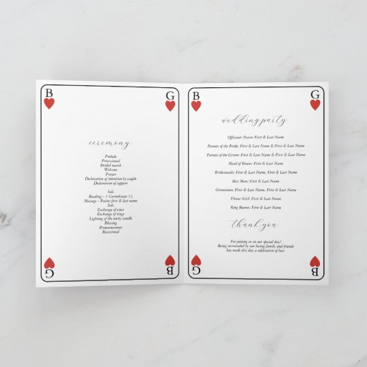 Spelen Kaart Bruiloft Orde van Service Programma (Binnen)
