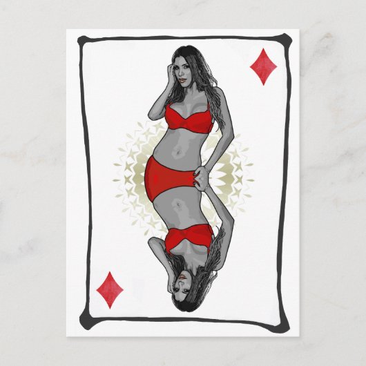 Spelen Kaart Cartoon Meisje Diamonds (Voorkant)