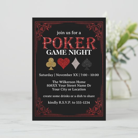 Spelen Kaart Game Night op Black Poker Party (Staand voorkant)
