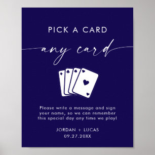 Spelen Kaart Guestbook Navy Wedding Guestbook Sign Poster